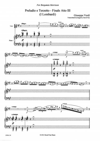 Prelude and Terzetto from 'I Lombardi' (arr. violin and piano) (Verdi)
