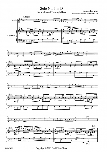 Solo No. 1 in D from Six Solos for a Violin and Thorough Bass (1751) (Lyndon)